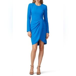 Black Halo Blue Sheath Dress with Cuffed Long Sleeves